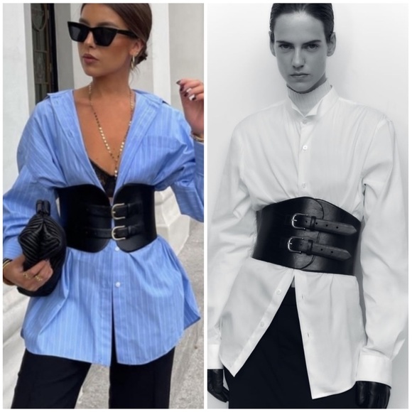 Zara Accessories - Zara sash leather belt extra wide doble buckled designer 2023, limited edition
